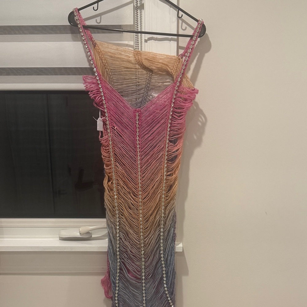 Vibrant Multicolor Strappy Midi Dress
